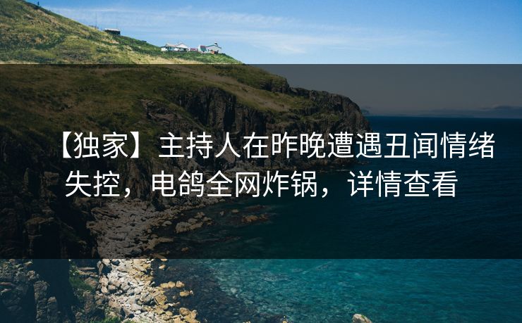 【独家】主持人在昨晚遭遇丑闻情绪失控，电鸽全网炸锅，详情查看
