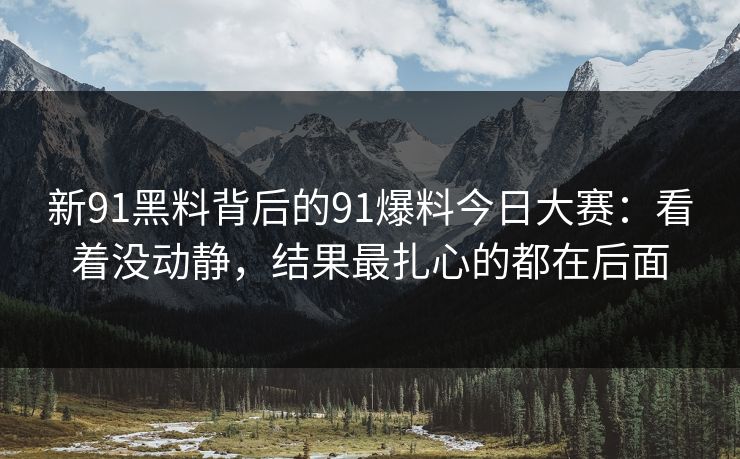 新91黑料背后的91爆料今日大赛：看着没动静，结果最扎心的都在后面