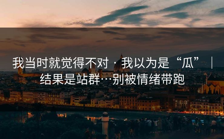 我当时就觉得不对 · 我以为是“瓜”｜结果是站群…别被情绪带跑